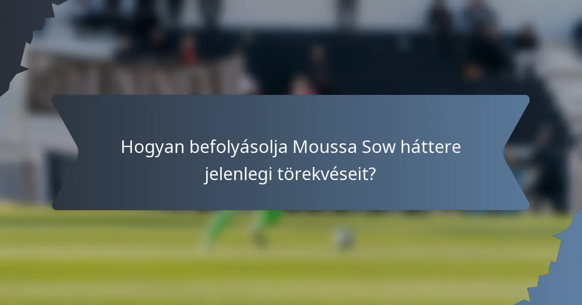 Hogyan befolyásolja Moussa Sow háttere jelenlegi törekvéseit?