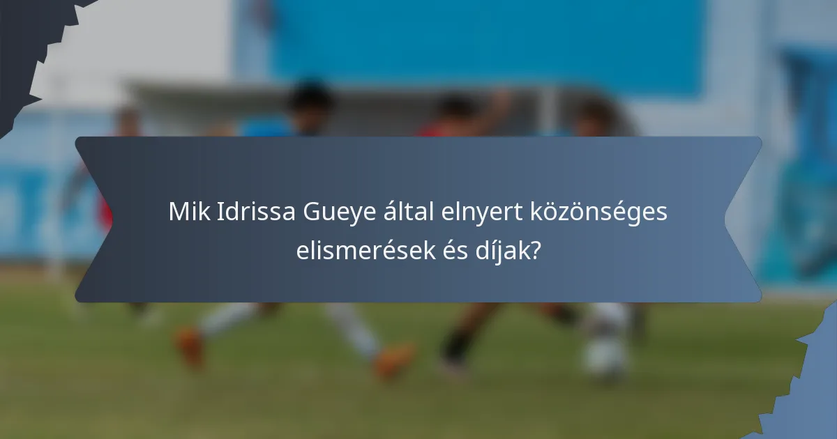 Mik Idrissa Gueye által elnyert közönséges elismerések és díjak?