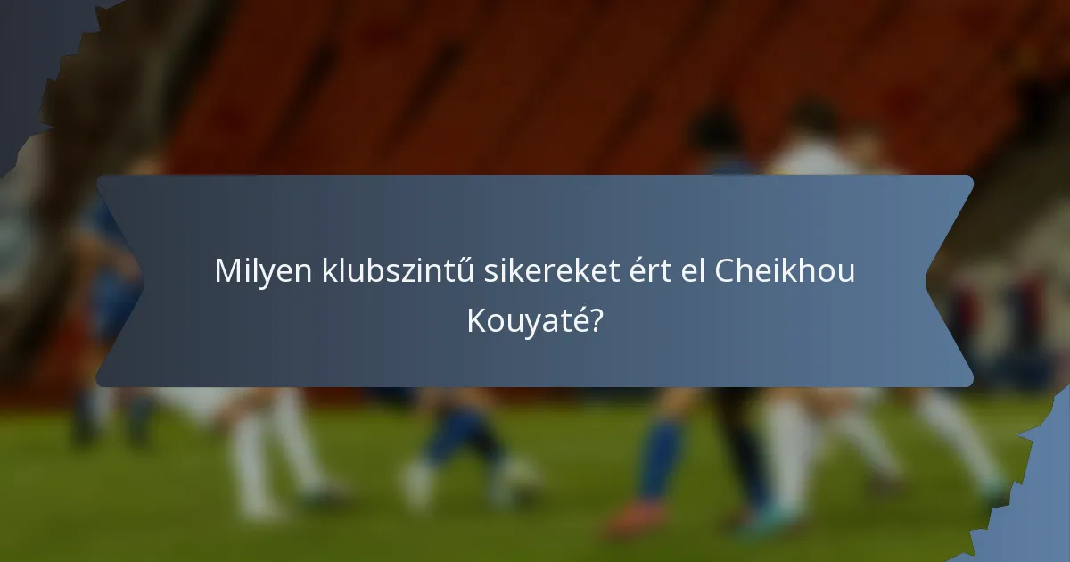 Milyen klubszintű sikereket ért el Cheikhou Kouyaté?